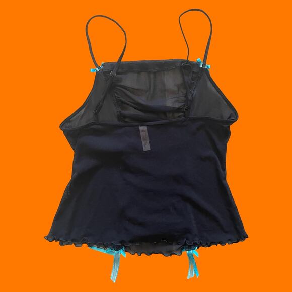 00's vintage micro mesh satin mcbling y2k tank top cami LARGE Victoria's Secret - Picture 4 of 6